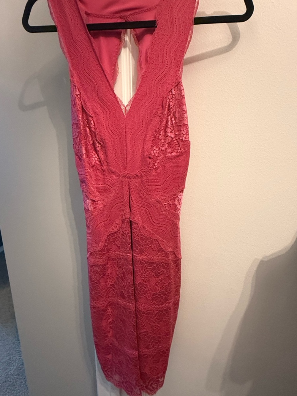 Guess Backless Lace Dress in Coral Pink